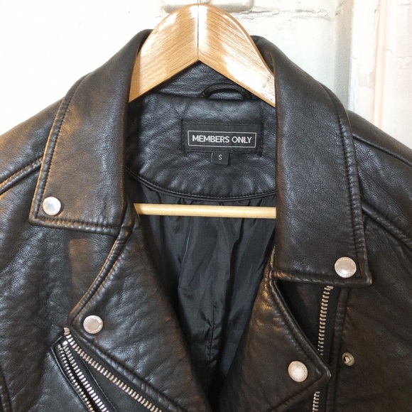 Members Only Faux Leather Biker Coat - S - Picture 4 of 6